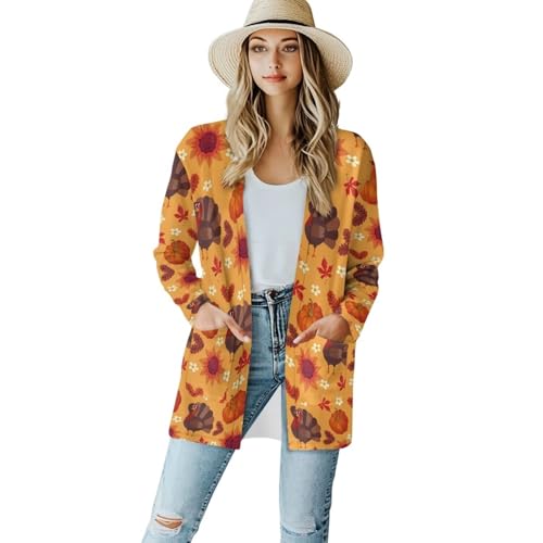 Image of Biyejit Women's Long Sleeve Open Front Cardigan Casual Loose Lightweight Cardigans with Pockets Drape Cardigan