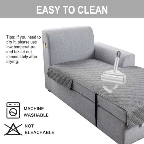 Image of Genina L Shape Couch Cover, Sectional Couch Chaise Covers, Waterproof Washable Sofa Covers for Right L Shape Chaise Lounge, Anti-Slip Sofa Slipcovers for Dogs Cats Pet Friendly(Light Grey)