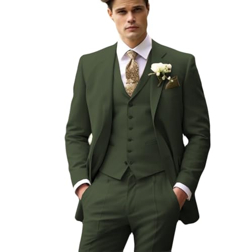 Men's 3 Pieces Tuxedos Fit Suit Business Blazer Groomsmen Suit(Blazer+Vest+Pants)
