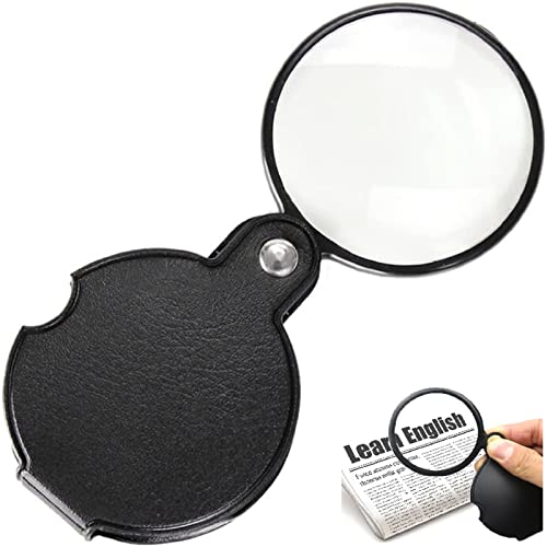 Mini Lupa de Bolsillo Lupa,Lupa de Mano Portátil,Lupa de Bolsillo,Lupa para Niños,Lupa De Lectura,Lupa De Lectura De Mano,Con funda protectora Lupa,con Bolsa de Almacenamiento,Para Personas Mayores