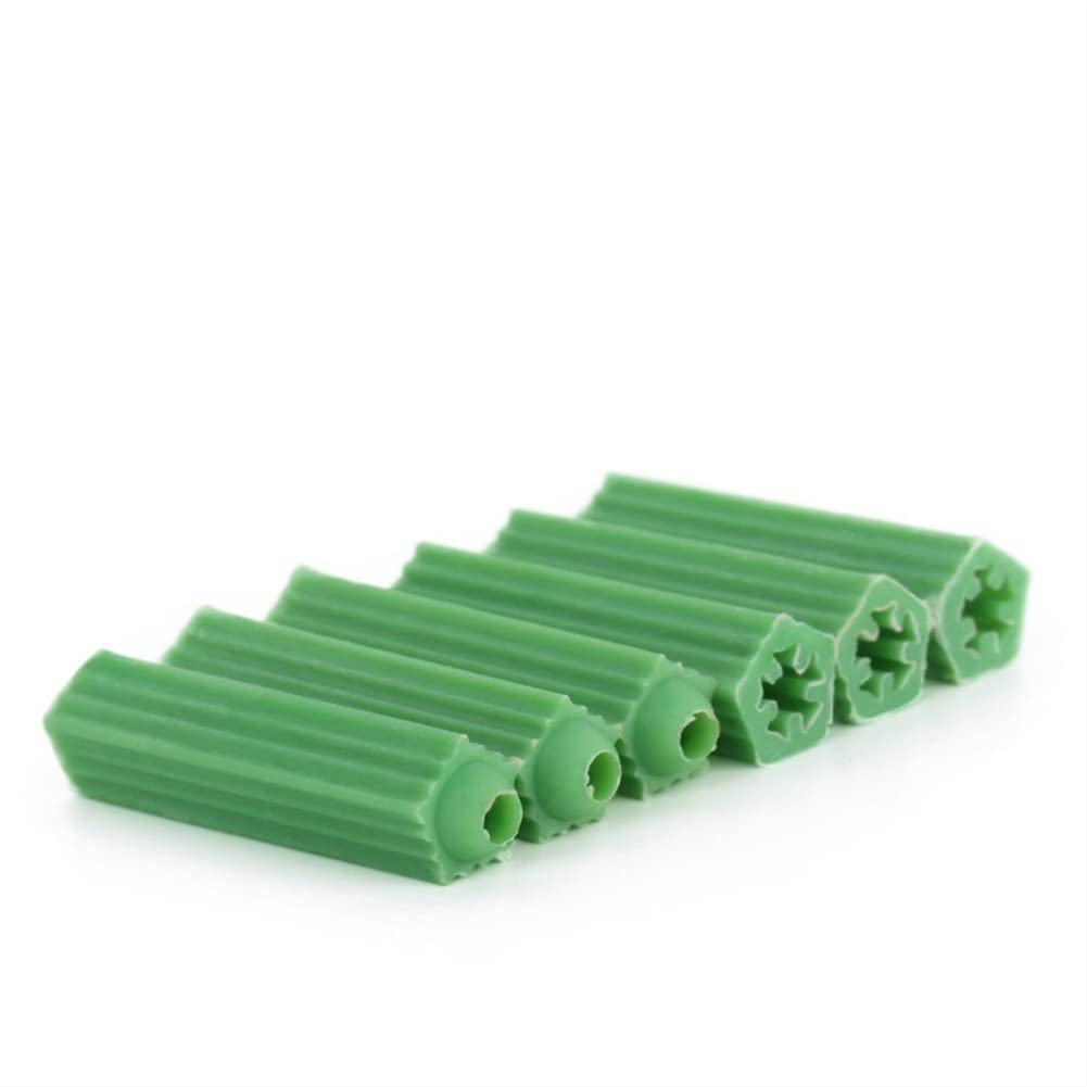 Bulloni ad espansione, 200 pezzi Verde Vite per muratura Fissaggio a muro Ancoraggio a muro Tubo di espansione Cartongesso Tappo a muro in plastica per muratura Trapano a secco Bulloni di ancoraggi