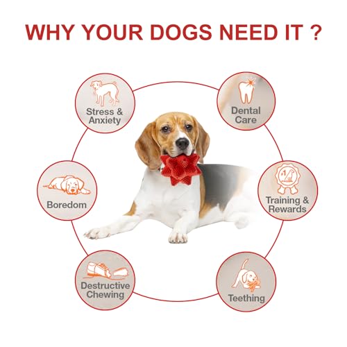 LiuMelinda Dog Chew Toys for Aggressive-Chewers - Indestructible Dog Toy for Aggressive Chewer,Tough Chew Toys for Dogs (Rubber Stacked Star Ball)