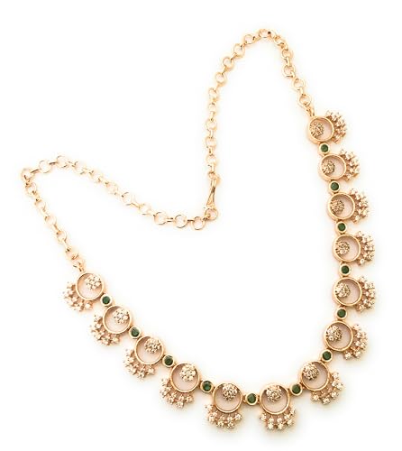 Image of Sasitrends Micro Gold Plated Peacock AD Stone Studded Jewellery Set