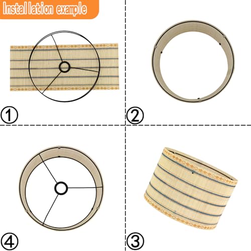 Image of Pendant Lamp Shade, Translucent Bamboo Made, 13.8x9 Inch, Modern Minimalist Style for Living Room, Bedroom (Green Pattern B)