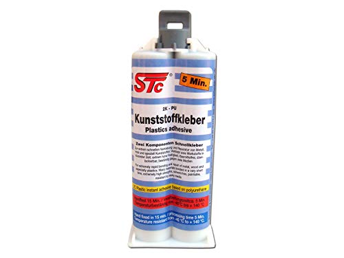 STC 2K PUR Kunststoffkleber kfz 5 Min. Doppelkartusche 50 g Industriekleber 1:1 schwarz Kunststoffreparatur