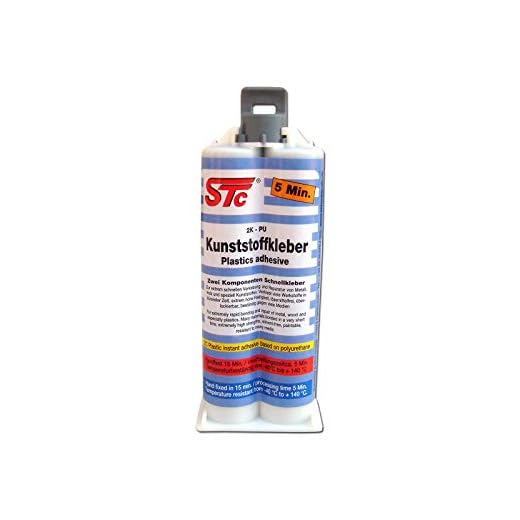 STC 2K PUR Kunststoffkleber kfz 5 Min. Doppelkartusche 50 g Industriekleber 1:1 schwarz Kunststoffreparatur