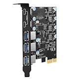 Sinefine USB PCIe Card Power Supply 5 Ports USB 3.0 Expansion Card (3 USB A and 2 USB Type-C Ports), Support Windows XP/7/8/10 and Linux MAC OS