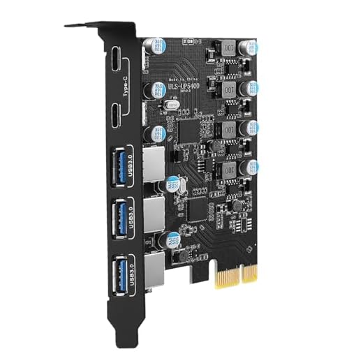 Sinefine USB 3.0 PCIe Card 5 Ports Expansion Card (3 USB A and 2 Type-C Ports), Internal Converter PCI Express Expansion Card for Desktop PC Card