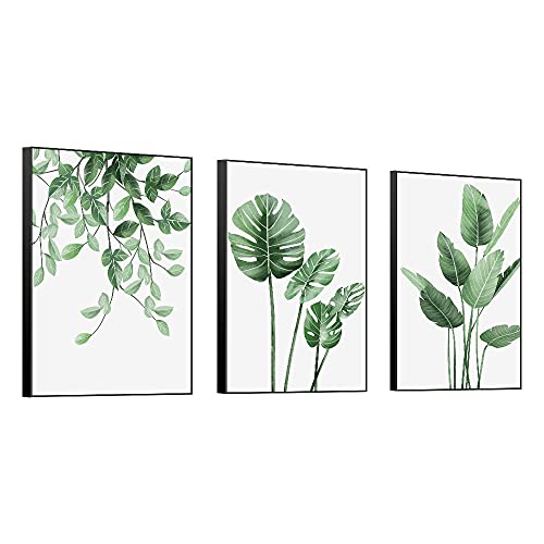 3 Piece Frames Green Plant Canvas Decoration Painting - Photos Wall Art Decoration Painting Oil Painting Suitable for Living Room Bedroom Office and Other Wall Decoration Size 16x24 In