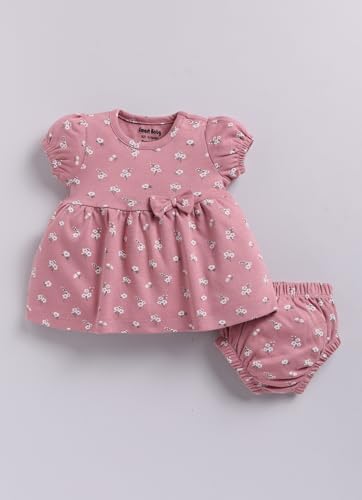 Image of Smart Baby Baby Girl Dress with Bloomer and Head Band | Interlock Cotton | Soft, Lightweight & Comfortable Outfit for 0-12 Months | Daily & Occasional Wear