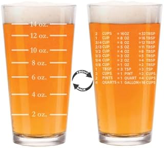 16 oz Beer Pint Glass 2 Sided Gift Measuring Cup Liquid Volumes Ounces Kitchen Conversion Chart Kitchen Measurement Chart