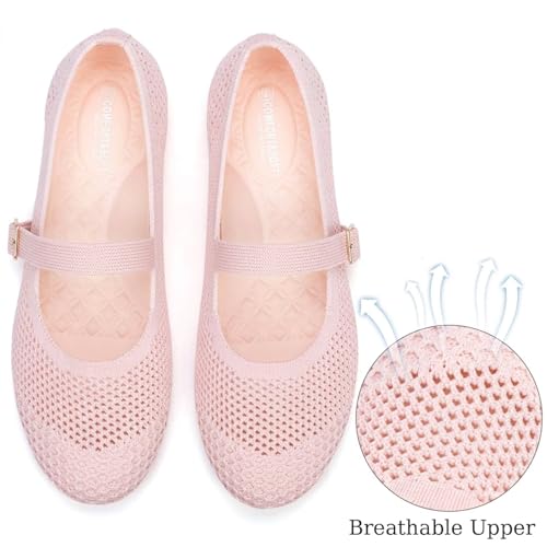 Image of Frank Mully Women's Mary Jane Flats Comfortable Dressy Ballet Flats Casual Round Toe Slip On Washable Knitted Fabric Office Work Woman Shoes