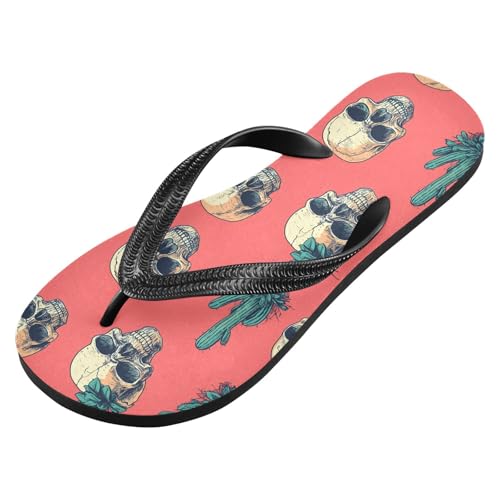 Skulls Cactus Flip Flop Sandal for Women Men, Casual Beach Slippers Indoor Outdoor XS2