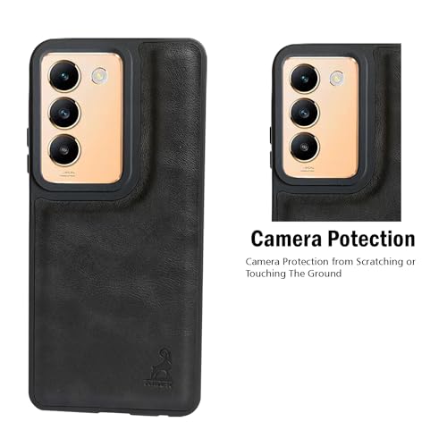 Image of AIBEX Shield Back Cover Case Compatible with Vivo T3 5G / Vivo Y200e 5G Back Cover | Flexible Vegan Leather | Full Camera Protection | Raised Edges | Super Soft-Touch | Bumper Case