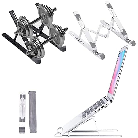 Tynctway Laptop Stand, Adjustable Computer Holder Aluminum Riser, Non-Slip Metal Compatible with MacBook Air Pro Foldable Portable Tablets Holder for 10" to 15.6" Notebook Computer (Silver) Cover