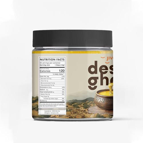 Image of Jivo Desi Ghee 500 ML | Traditional Preparation from Desi Cow Milk | Suitable for Cooking, Frying & Baking | Authentic Aroma and Flavor | Ideal for Indian and Continental Recipes