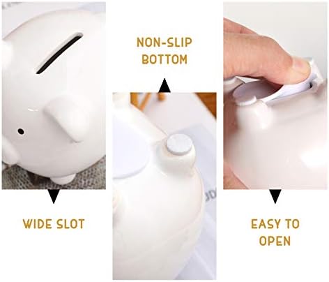 BESPORTBLE Ceramic Piggy Bank Pig Cute Coin Bank Large Personalized Money Bank for Kids Girls Ceramic Pig Piggy Bank Money Box Saving Coins Bank for Kids Birthday Decor White