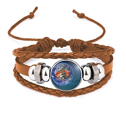 Bracelet en cuir Earth Spacecraft aux finitions soignées et planètes colorées éclatantes