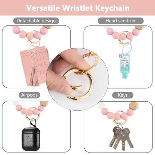 Image of KNGITRYI Wristlet Wallet for Women,RFID Keychain Wallet with Beaded Strap