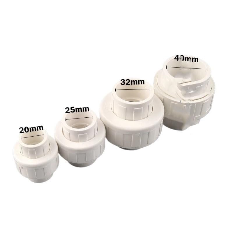 10 Pezzi 20 25 32 40 mm PVC Unione connettore Dritto Tubo di Ingresso Acqua Serbatoio Acquario Giunto di Diametro uguale raccordi for irrigazione da Giardino(White,20mm)