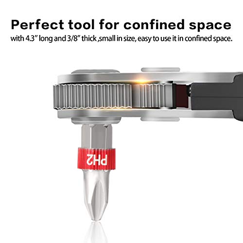 Tonsiki 19Pcs 1/4 Mini Ratchet Wrench Offset Screwdriver Bit Set, S2 Steel Right Angle Screwdriver With 90 Degree Mini Offset Reversible Drive Handle& Multi Hex/Phillips/Slotted/Torx Star Bit #TOP5