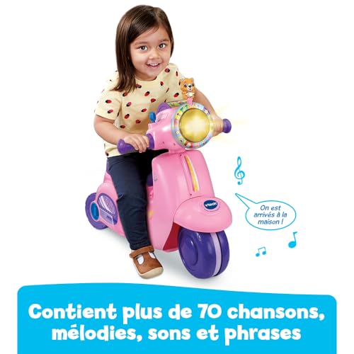 Porteur Scooter Interactif Rose VTech : apprenez à bébé l'équilibre sans risque de chute
