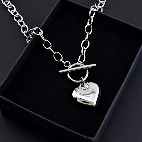 Chain Necklace for Women 18K White Gold Plated Chunky Cuban Chain Link Necklace with Heart Moon Hypoallergenic Jewelry for Women2