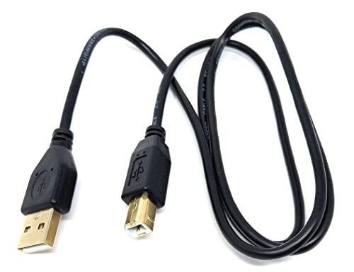 DRUT 1m USB A to B 2.0 24AWG High Speed Cable Lead for Printer Scanner, Music Instrument 3.3ft Black Gold Connectors