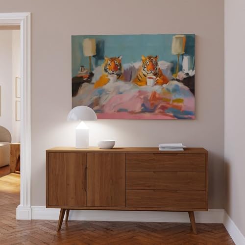 Impression sur toile de couple de tigres, tableau déco de qualité premium