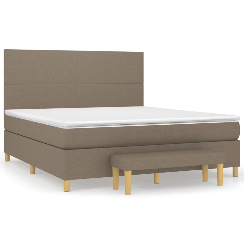 Atmungsaktiver Stoff hohenverstellbares Kopfteil Boxspringbett Taupe