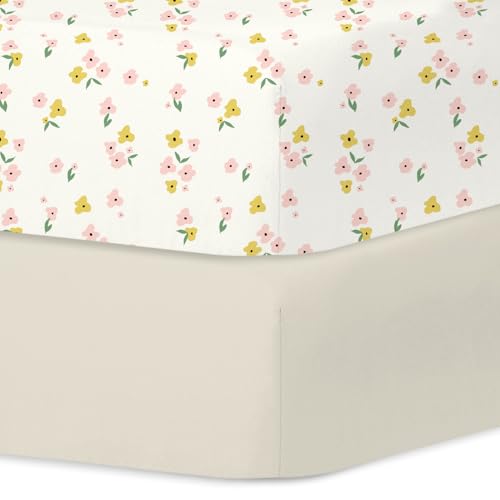 Image of Little Grape Land Crib Sheets 2 Pack for Boys and Girls, Baby Neutral Crib Fitted Sheets for Standard Crib & Toddler Mattress, Super Soft Breathable Fitted Crib Sheet Set