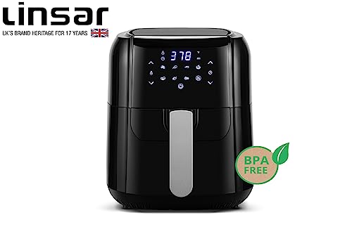 Linsar - Heißluftfritteuse 5,5L - Airfryer mit Timer, Warmhaltefunktion und Touchscreen - Temperatur frei wählbar - Energiesparender & schneller als Backöfen - 1400 Watt (Schwarz) – Bild 7