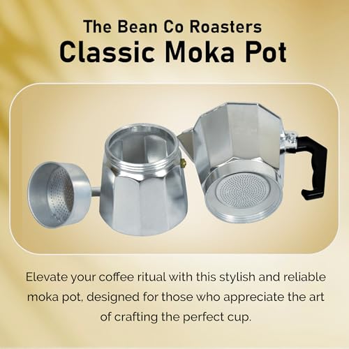 Image of THE BEAN CO Classic Moka Pot | Premium Aluminium | Stovetop | Espresso Coffee Maker (150 ml, Silver)