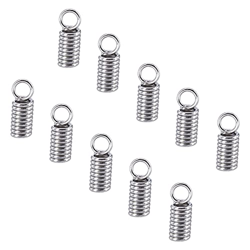 Ph Pandahall 1000Pcs Stainless Steel Coil Cord Ends 2.5Mm Inner Diameter Mini Tube Cord Cap Tip Leather Cord Ends Caps 10Mm Long Necklace Spring Fastener Crimp Clasp For Jewelry Making #TOP6