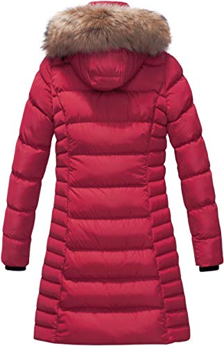 ELORA Women's Winter Parka Vegan-Down Puffer Mid- Length Coat Faux Fur Trim Removable Hood2
