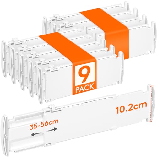 Lifewit 9 Stück Schubladentrenner, Verstellbar Schubladen Trenner für Innenlänge 35 –55cm/13.8-22.5' & Höhe＞10,5cm, Schubladen Organizer Schubladenteiler für Kleiderschrank Wickelkommode Tisch Küche