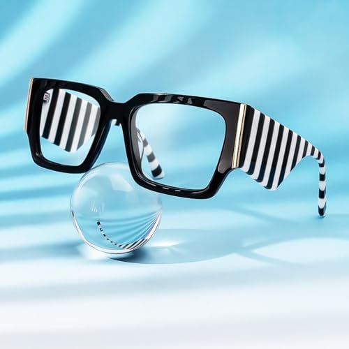 Image of VOOGLAM Stylish Oversize Rectangle Blue Light Blocking Glasses for Women Men Anti Eyestrain Dry Eyes Eyewear Fantasia