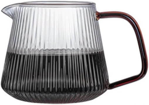 Coffee Press V-Shaped Spout Coffee Teapot Vertical Striped Coffee Pot Practical Glass Coffee Kettle Coffeeware Reusable About 350ml/500ml Pots(350ml)