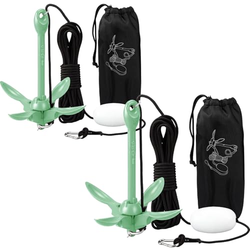 Image of Lounsweer 2 Pack 1.5 /3.5 lb Marine Kayak Anchor Kit Folding Grapnel Anchor Kit Boat Kayak Fishing Accessories for Small Boats Kayaks Canoe Paddle Boards