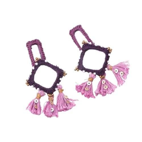 Handmade Square Drop Earrings Made Of Cotton Thread And Aluminum Charms,navratri gift diwli gift. (B0D885L9HS) Amazon Price History, Amazon Price Tracker