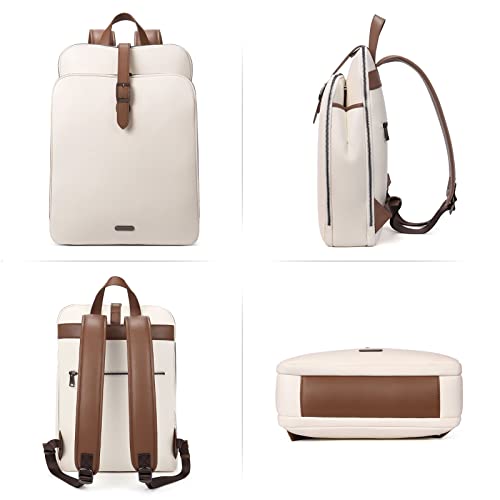 Image of CLUCI Leather Backpack for Women, 15.6 inch Laptop Bag, Large Genuine Work Backpack Travel Back
