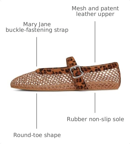 Image of MICIFA Women's Mesh Ballet Flats Fishnet Ballerina Flats Buckle Strap Mary Jane Causal Daily Dress Shoes