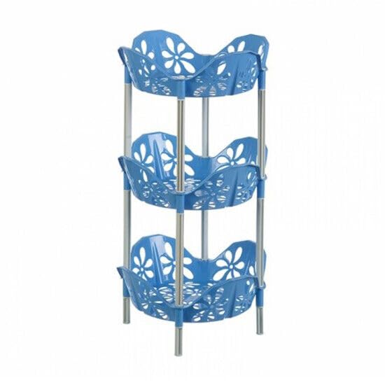 OMS Home Store Tiered Storage Rack Kitchen Plastic for Veg/Fruit (3, Blue)