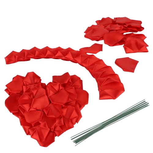 lasuroa 143 unidades pétalas de rosa de fita de coro pré-fabricadas, semi-acabamentos pétalas rosa artificiais eternas pétalas flor vermelha para fazer ramos bricolage para casamentos aniversários