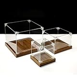 MJKQ9 ディスプレイケース 木製 卓上 フィギュア 陳列台 展示台 大容量 ディスプレイスタンド 透明パネル キャビネット コレクションラック 20*20*15 多層段差構造 展示台 防塵 防湿 防虫 コレクションケース