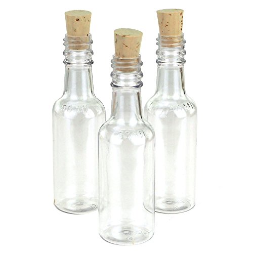 Plastic Pet Corked Jar Bottles, Liquor, 4-Inch, 10-Pack