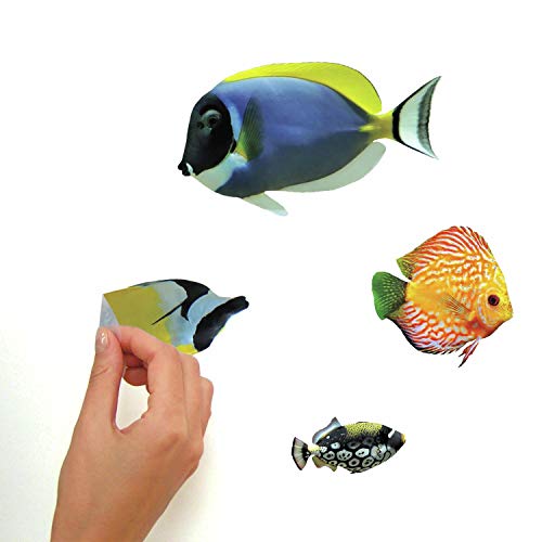 RoomMates Tropical Fish Peel and Stick Wall Decals, Yellow, Blue, Orange, 4 Sheets 9 inches x 17.375 inches - Image 4