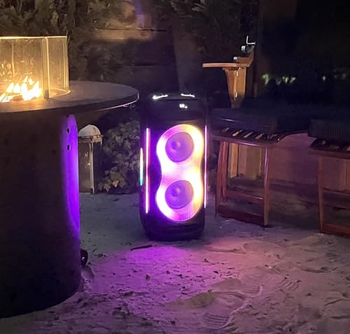 Reflexion PSX40BT Mobiler Buetooth Partylautsprecher, DJ, Karaoke, 500 Watt, FM PLL Stereo Radio, Discobeleuchtung mit Modi-Auswahl, inkl. Mikrofon, Lithium Akku