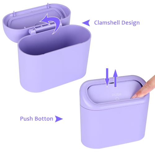 Image of Accmor Car Trash Can with Lid, Mini Vehicle Garbage Can with 30 Trash Bags, Leakproof Auto Dustbin Garbage Container Bin for Car, SUV, Office (Purple)