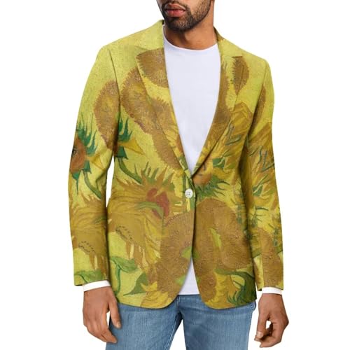 Oil Painting Printed Men Blazer Long Sleeve Blazer Jackets with Pockets Plus Size Suit Jacket Party Dress Blazer